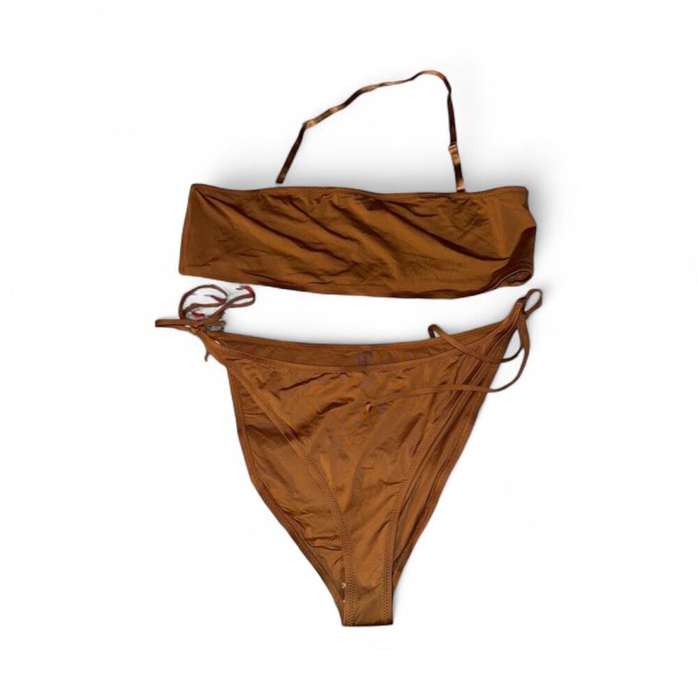 SKIMS Size 4X Bandeau Top + Bikini Bottom Set Almond Women’s Swim NWT